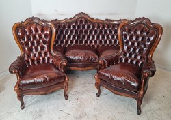 A634 neo-baroque chesterfield leather set
