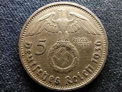 Németország Horogkeresztes .900 ezüst 5 birodalmi márka 1936 A (id69837)