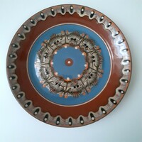 Ceramic decorative plate, blue, brown bowl (large!)