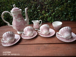 4 személyes angol, jelenetes porcelán teás készlet eladó!12 db-os.