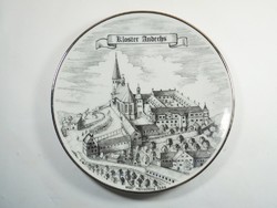 Német  festett fali porcelán dísz tányér -MSC Herrsching 1994- Anandechs kolostor szuvenír turista