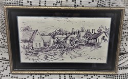 Réti Mátyás Charcoal Drawing, Nagyvázsony 1970
