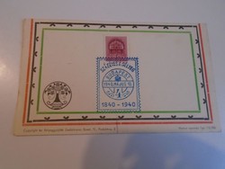 D192245   Emléklap emlékbélyegzés 100 éves a bélyeg  Budapest 1940