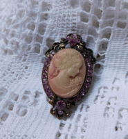 Vintage kámea bross csiszolt lila kövekkel