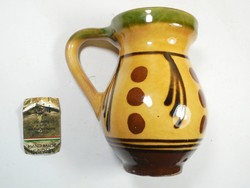 Retro old marked folk folk art ceramic pitcher jug - hand made hungary - folk handicraft. Advice-