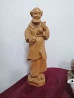 Carved wooden statue, monk, 40 cm high