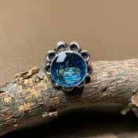 925 Silver ring with blue topaz stone size 8.5 (18.50 mm diameter) Indian silver ring