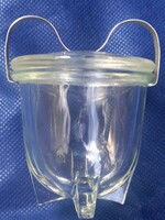 Vintage/midcentury Jena egg cooker design object, original German Jena glass, designer Wilhelm Wagenfeld