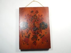 Retro egyedi kézzel készült festett fa akasztható kép falikép - virág minta