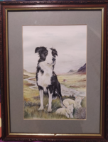 Pásztorkutya - jelzett akvarell
