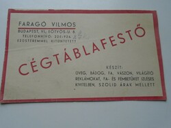 D192313  Faragó Vilmos Cégtáblafestő  Budapest  1930-40