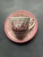 Pink, rózsaszín, angol, jelenetes teáscsésze