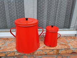 2 And 10-liter Jászkiséri enameled enameled red greaseproof casks. It's a peasant thing.