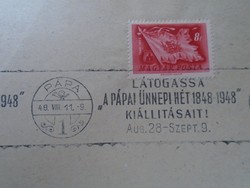 D192448   Alkalmi bélyegzés - PÁPA- Látogassa a pápai ünnepi hét kiállításait 1848-1948
