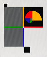 István Jarmeczky, concrete color 18, signed, 60×50 cm, exhibited, made in 2014