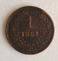 1881 Austria 1 Kreuzer coin (107)