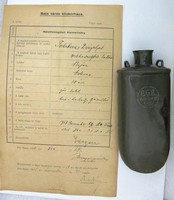 I.VH katonai kulacs 1918 Brünn+I.VH kordokumentum 1918. halottvizsgálati bizonyítvány