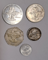 Nicaragua 5 db pénz érme 1 kordoba és centavosok  (h)