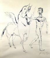 Lajos Szalay (1909 - 1995) figure of Janus with Pegasus
