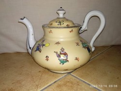Régi keleti, kínai vagy japán stílusú porcelán kiöntő, festett teás kanna