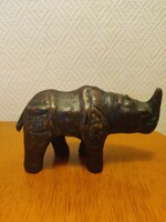 Rinocérosz bőr szobor - 19*11*7cm
