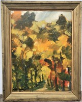 Bertalan Molnár (1933-) autumn forest fragment c. Your painting with an original guarantee!