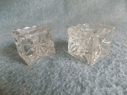 Retro glass cube candle holder pair 5*5*5 cm (12/d)
