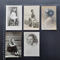Régi női fotók, képeslapok egyben, 5 db
