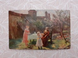 Old postcard 1917 degi gemälde spring life picture postcard