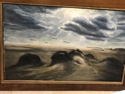 Seaside huge oil on canvas painting