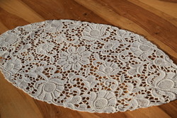 Antique dreamy beaten lace tablecloth table center showcase tablecloth flower pattern 58 x 29