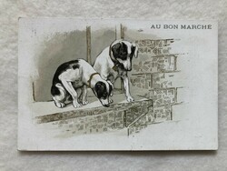 Antique, gilded dog - au bon marché - Paris market postcard -2.