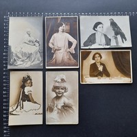 Régi női fotók, képeslapok egyben, 6 db