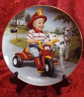 Dalmata kutyás, gyerekes porcelán tányér, dísztányér (L3221)