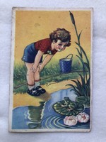 Antique, old József Tury graphic postcard -2.