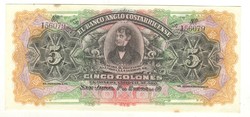 5 colon colones 1910 Costa Rica aUNC