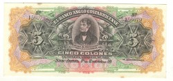 5 Colon colones 1910 costa rica aunc