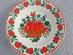 Antique abbey village, large zs & f. Floral wall plate, wall decoration