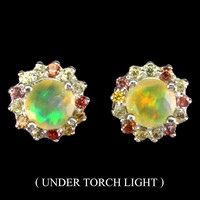 Real fire opal sapphire with 925 sterling silver