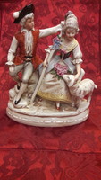 Romantikus rokokó pár porcelán szobor (L3241)