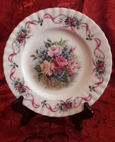 Rózsás angol porcelán tányér, dísztányér (L3220)
