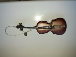 Christmas tree decoration glass violin or double bass 13 cm long