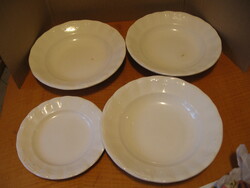 3 granite soup plates with tendrils and 1 small plate