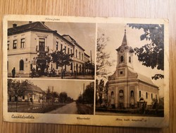 Csánádpalota / Barasits postcard / 1.Sz.Hangya cooperative, street section, Catholic church