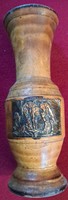 Craftsman wooden vase with bronze decoration: equestrian scene