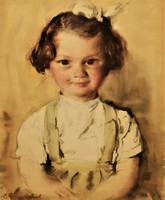 Antal Diósy (1895 - 1977) little girl c. Your painting with an original guarantee!
