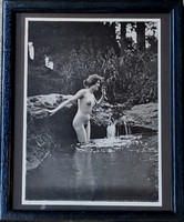 Régi, női fürdőző aktfotó – PC reprint, ofszet nyomat – 841.