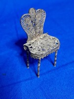 Ezüst, miniatűr szék,antik filigran