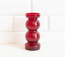 VÉGKIÁRUSÍTÁS! Mid-century modern design piros üveg váza - retro, skandináv design - Riihimaki?