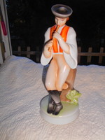 Porcelain figure of Zsolnay playing the flute